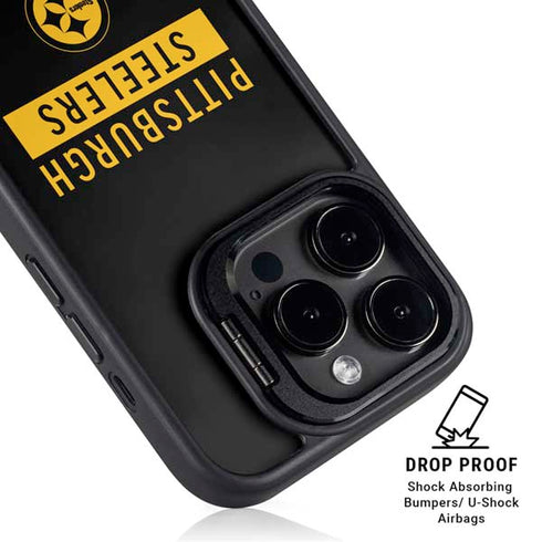 NFL Pittsburgh Steelers Black Performance Series iPhone 14 Pro Kickstand Case